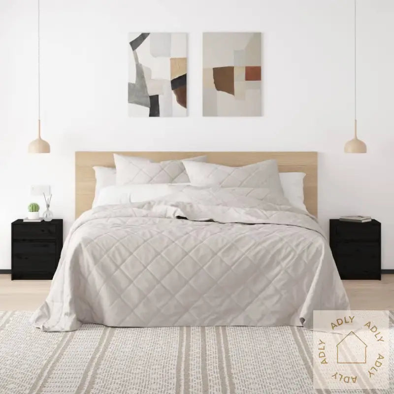 Nattbord 2 Stk Svart 40X31X50 Cm Heltre Furu