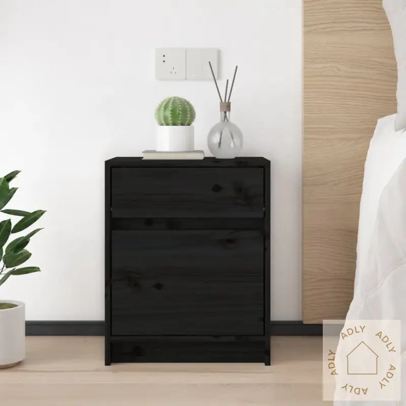 Nattbord 2 Stk Svart 40X31X50 Cm Heltre Furu