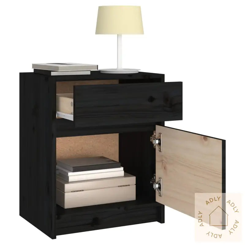 Nattbord 2 Stk Svart 40X31X50 Cm Heltre Furu
