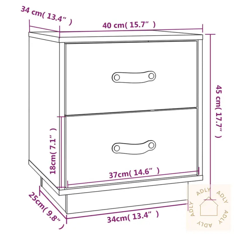   Nattbord Hvit 40X34X45 Cm Heltre Furu