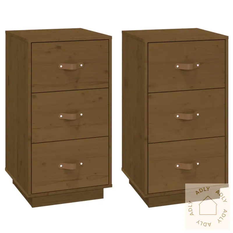   Nattbord 2 Stk Honningbrun 40X40X75 Cm Heltre Furu