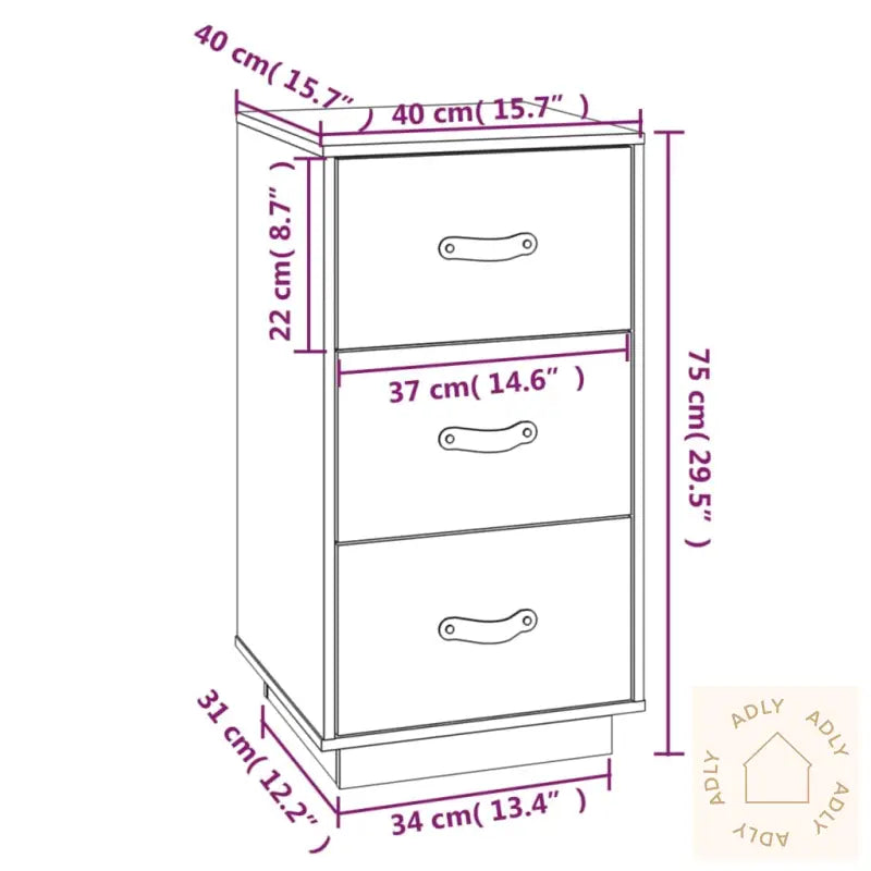   Nattbord 2 Stk Honningbrun 40X40X75 Cm Heltre Furu