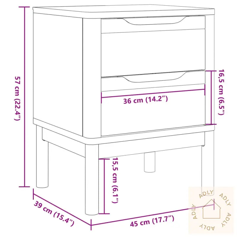 Nattbord Hvit 45X39X57 Cm Heltre Furu