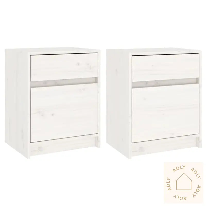 Nattbord 2 Stk Hvit 40X31X50 Cm Heltre Furu