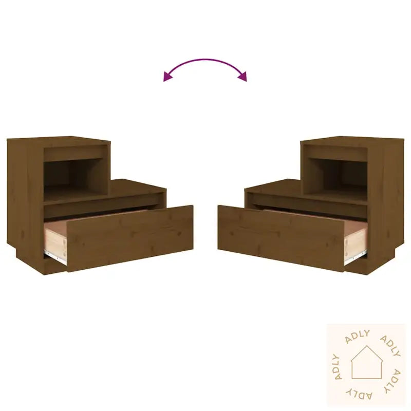 Nattbord 2 Stk Honningbrun 60X34X51 Cm Heltre Furu