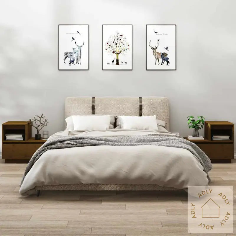 Nattbord 2 Stk Honningbrun 60X34X51 Cm Heltre Furu