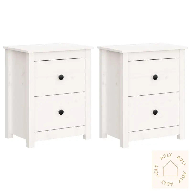 Nattbord 2 Stk Hvit 50X35X61,5 Cm Heltre Furu