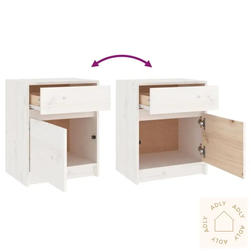Nattbord 2 Stk Hvit 40X31X50 Cm Heltre Furu