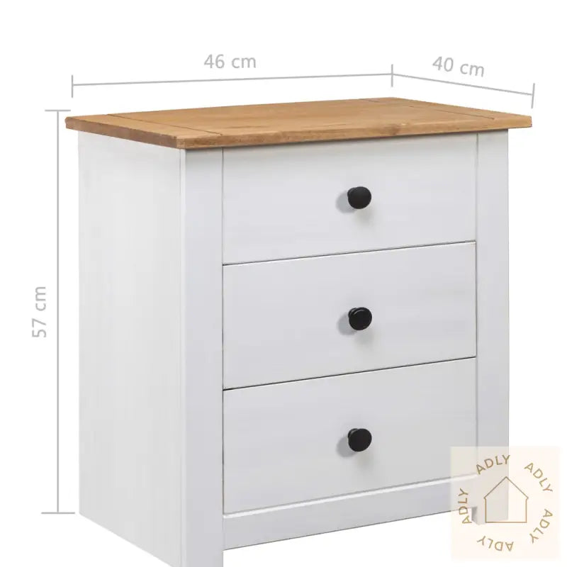 Nattbord Hvit 46X40X57 Cm Furu Panama Range