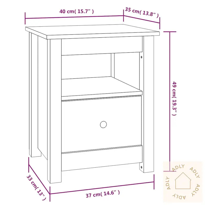 Nattbord Hvit 40X35X49 Cm Heltre Furu