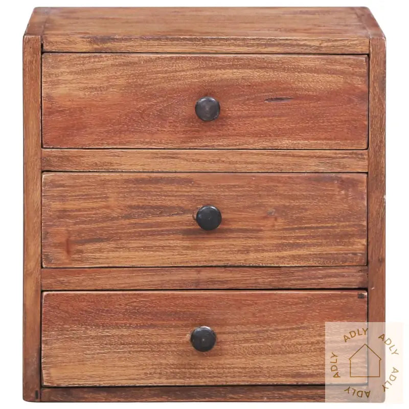 Nattbord Med 3 Skuffer 35X25X35 Cm Heltre Mahogni