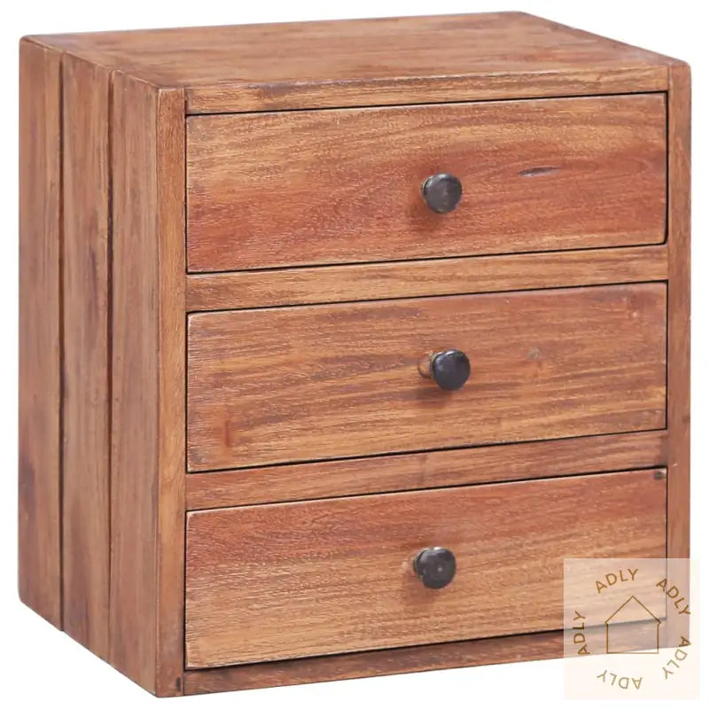 Nattbord Med 3 Skuffer 35X25X35 Cm Heltre Mahogni