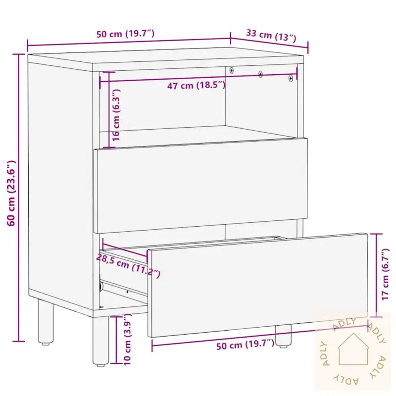 Nattbord Brun 50X33X60 Cm Heltre Mango