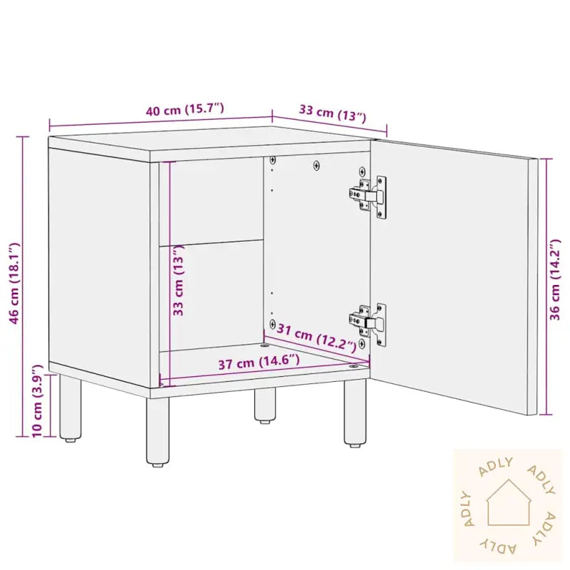 Nattbord Brun 40X33X46 Cm Heltre Mango