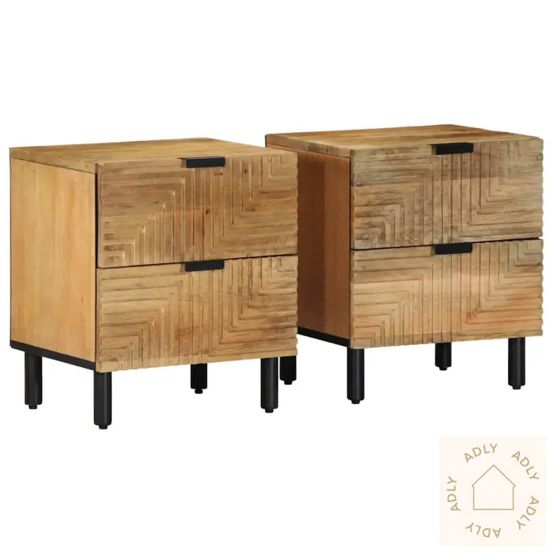 Nattbord 2 Stk Brun 40X33X46 Cm Heltre Mango