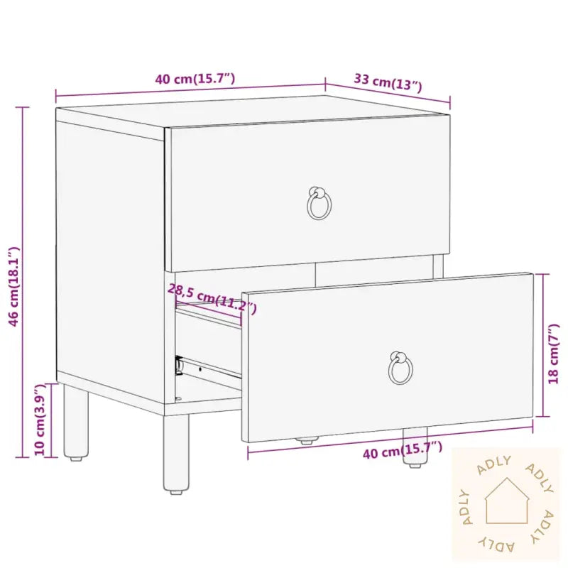 Nattbord 40X33X46 Cm Heltre Mango