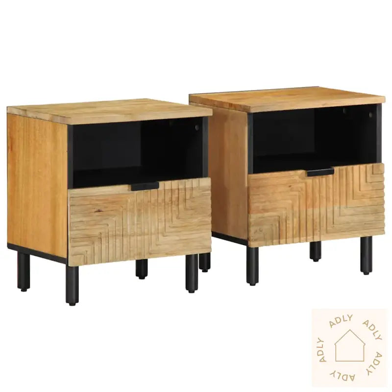 Nattbord 2 Stk Brun 40X33X46 Cm Heltre Mango