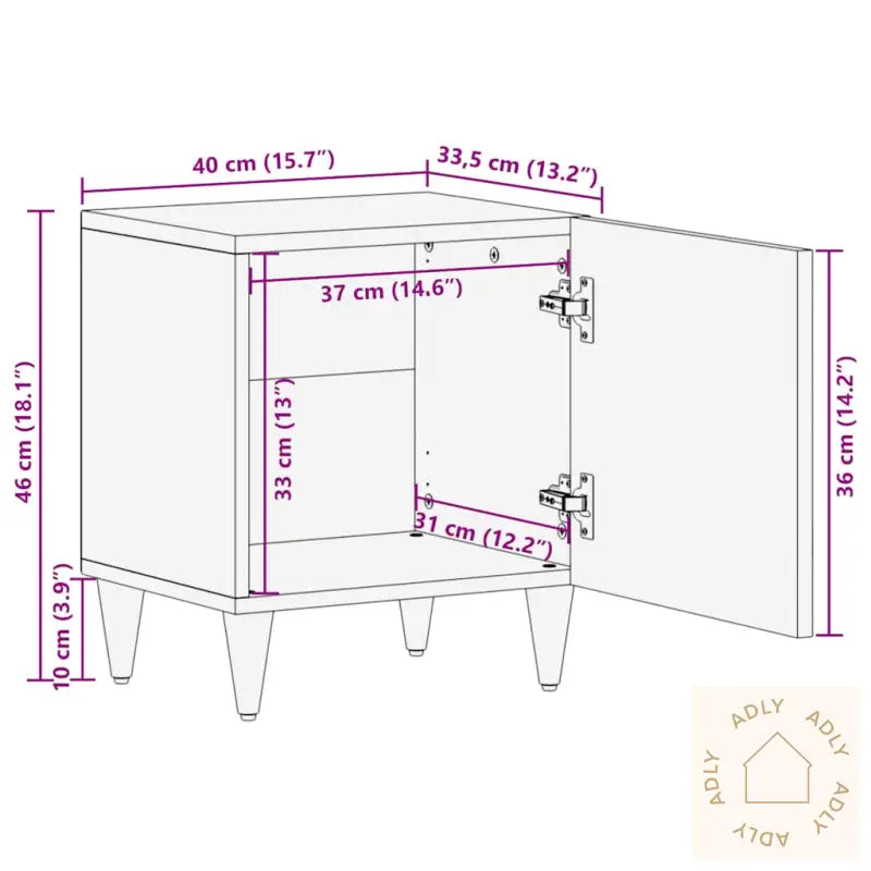 Nattbord 2 Stk 40X33,5X46 Cm Heltre Mango