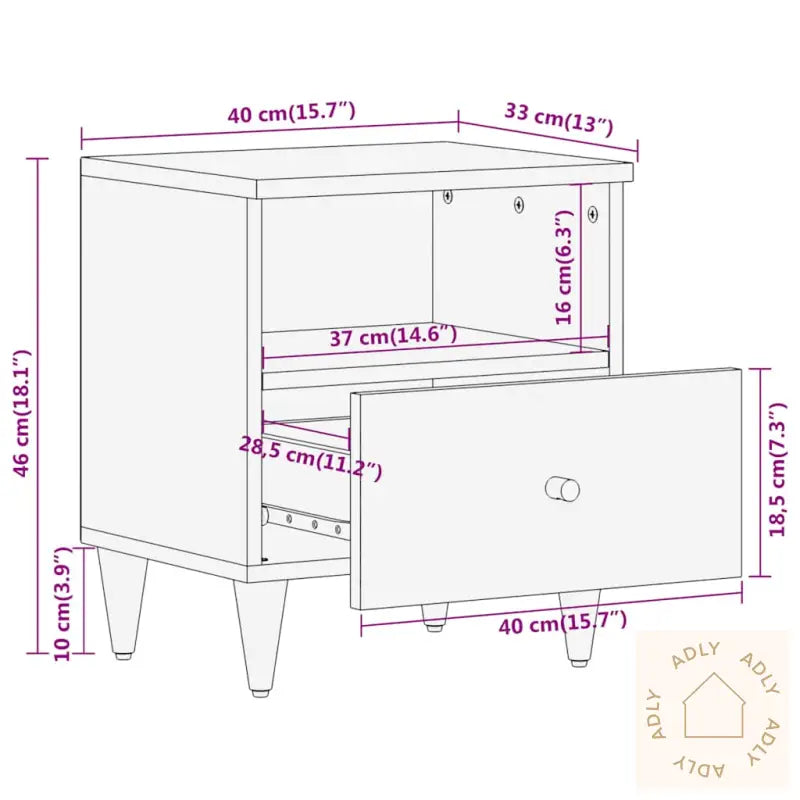 Nattbord 2 Stk 40X33X46 Cm Heltre Mango