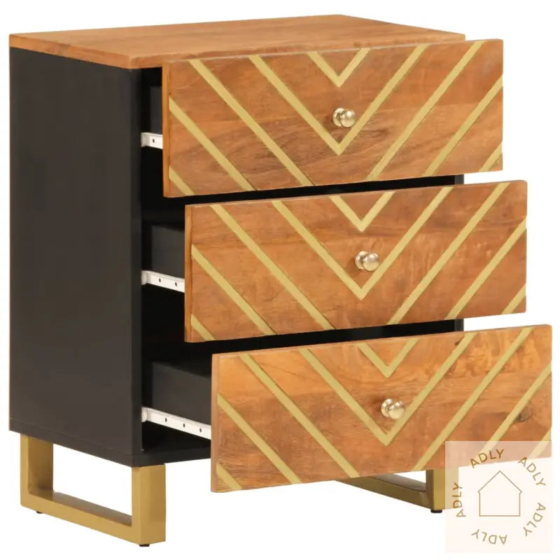 Nattbord Brun Og Svart 50X33X60 Cm Heltre Mango