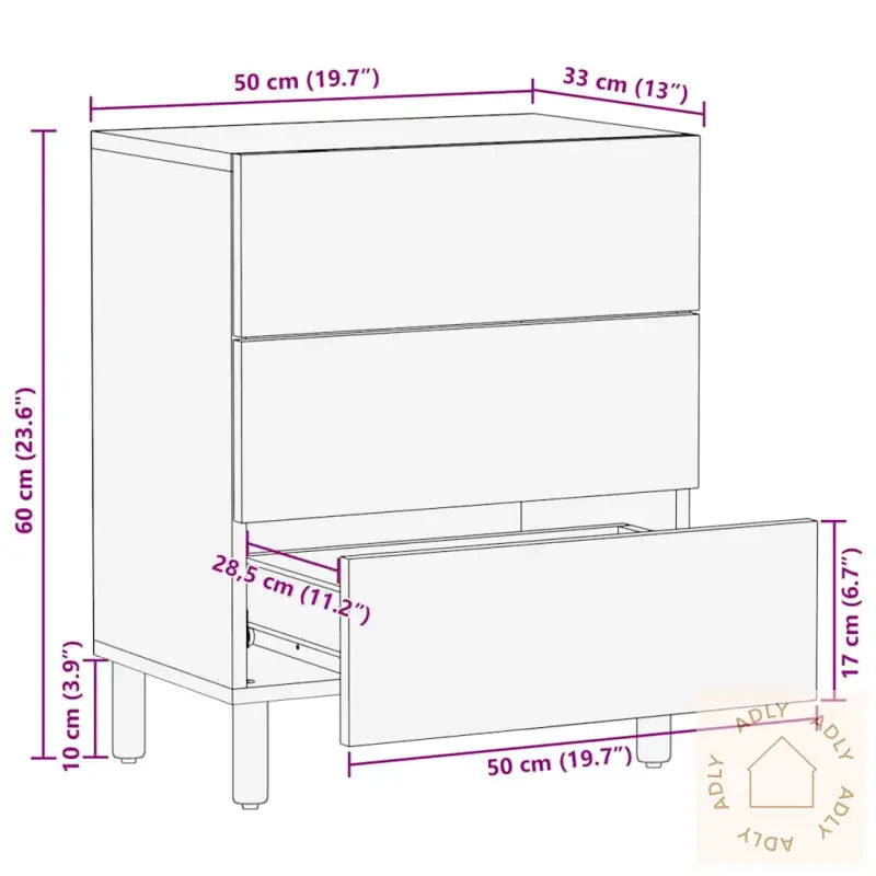 Nattbord Brun 50X33X60 Cm Heltre Mango