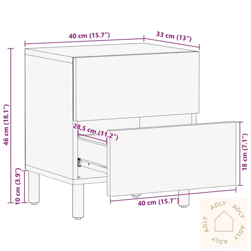 Nattbord 2 Stk Brun 40X33X46 Cm Heltre Mango