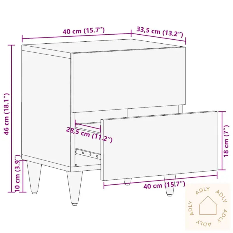 Nattbord 40X33,5X46 Cm Heltre Mango