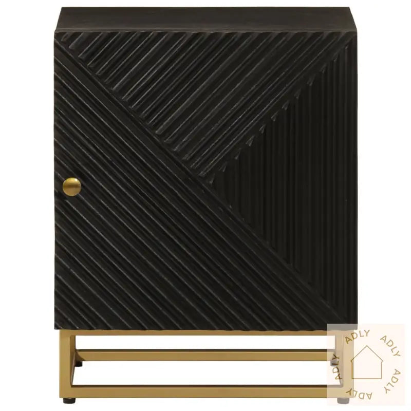 Nattbord Svart 40X30X50 Cm Heltre Mango Og Jern