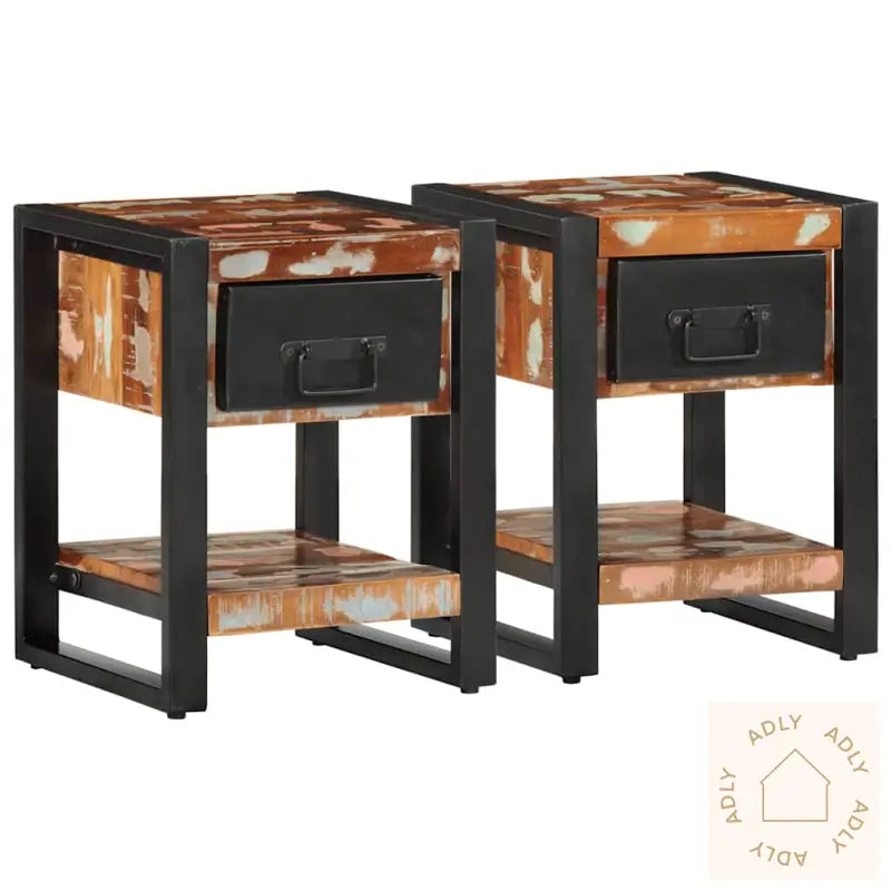 Nattbord 2 Stk Flerfarget Grovt Heltre Mangotre