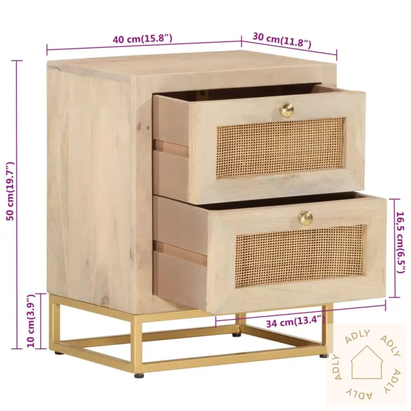 Nattbord 40X30X50 Cm Heltre Mango Og Jern