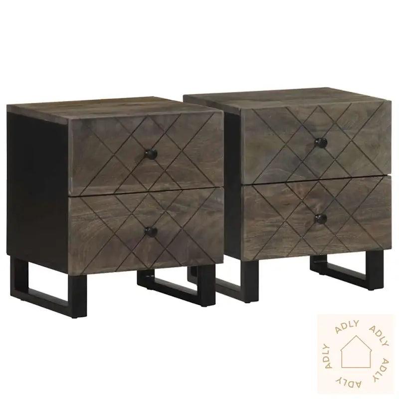 Nattbord 2 Stk Svart 40X33X46 Cm Heltre Mango