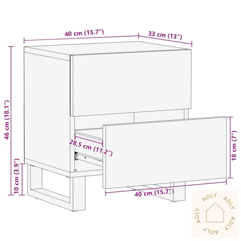 Nattbord 2 Stk Svart 40X33X46 Cm Heltre Mango