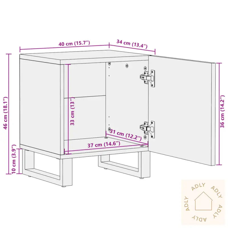 Nattbord 2 Stk 40X34X46 Cm Heltre Mango