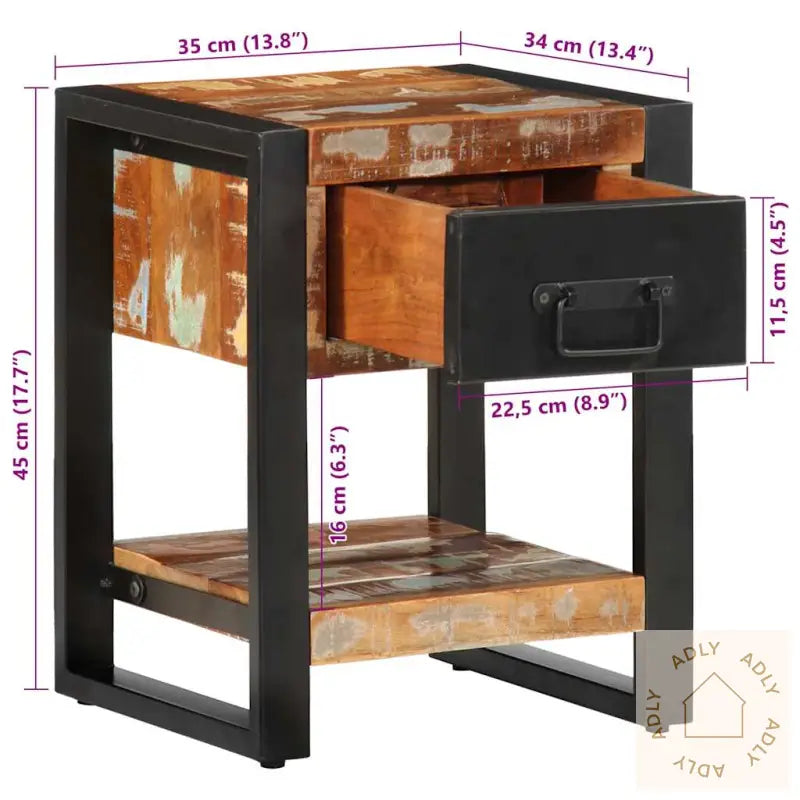 Nattbord Flerfarget 35X34X45 Cm Gjenvunnet Heltre