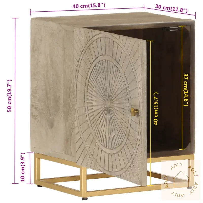 Nattbord 40X30X50 Cm Heltre Mango Og Jern