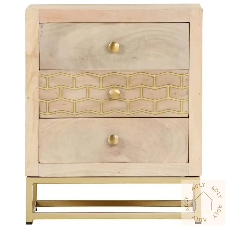 Nattbord Gull 40X30X50 Cm Heltre Mango