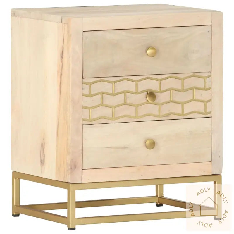 Nattbord Gull 40X30X50 Cm Heltre Mango