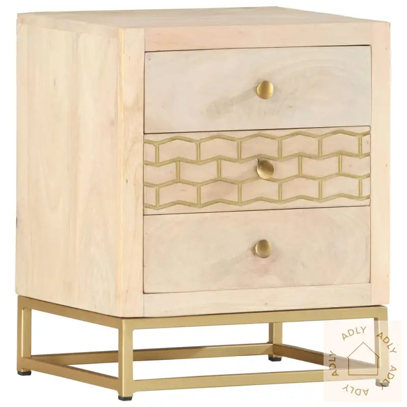Nattbord Gull 40X30X50 Cm Heltre Mango