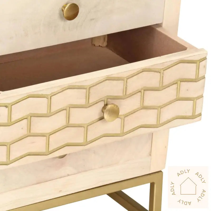 Nattbord Gull 40X30X50 Cm Heltre Mango