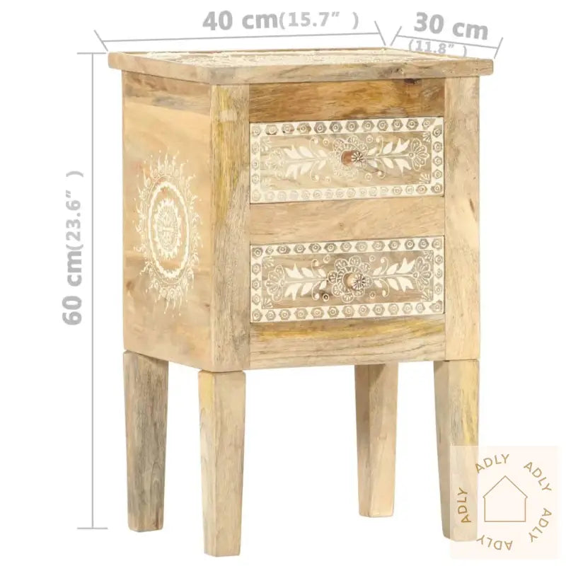 Håndmalt Nattbord 40X30X60 Cm Heltre Mango
