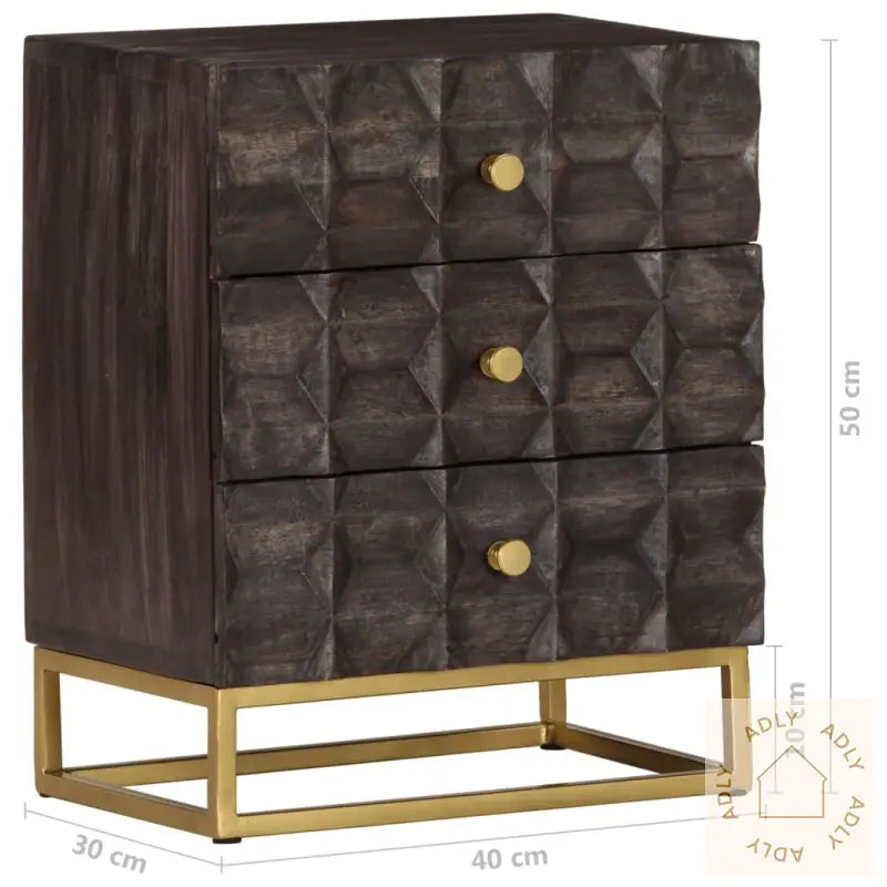 Nattbord 40X30X50 Cm Svart Heltre Mango