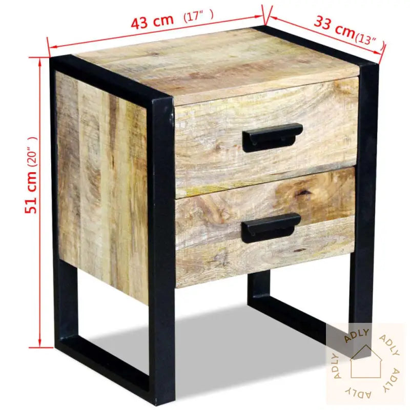 Sidebord Med 2 Skuffer Heltre Mango 43X33X51 Cm