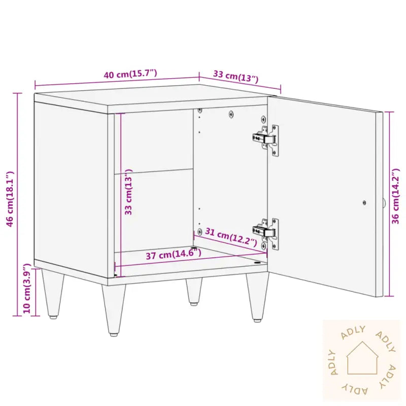 Nattbord 40X33X46 Cm Heltre Mango