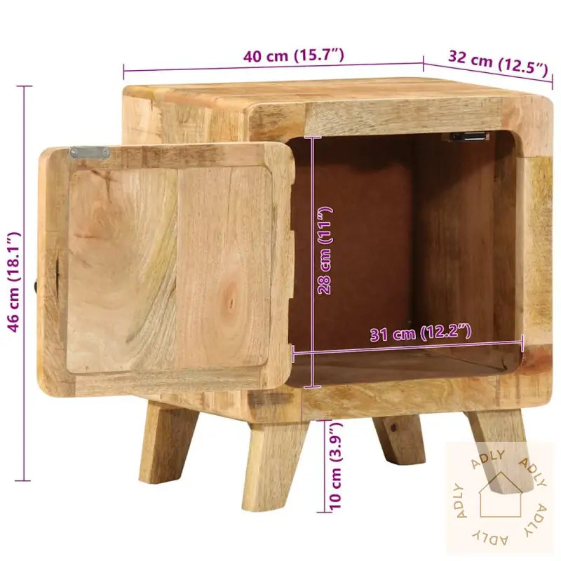 Nattbord 40X32X46 Cm Grovt Heltre Mangotre