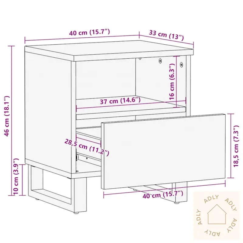 Nattbord 2 Stk Svart 40X33X46 Cm Heltre Mango