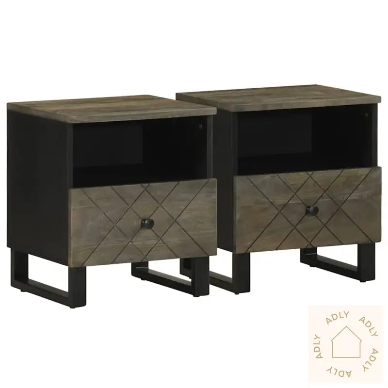 Nattbord 2 Stk Svart 40X33X46 Cm Heltre Mango