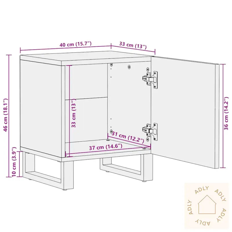 Nattbord Svart 40X33X46 Cm Heltre Mango