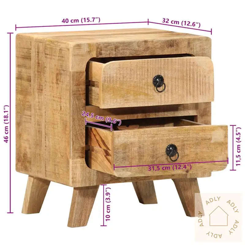 Nattskap 2 Stk 40X32X46 Cm Grovt Heltre Mangotre