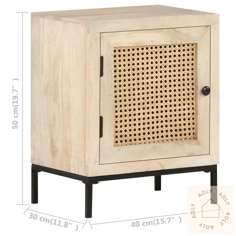 Nattbord 40X30X50 Cm Heltre Mango Og Naturlig Stokk