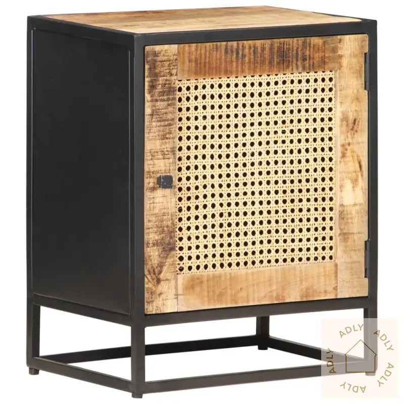 Nattbord 40X30X50 Cm Grovt Heltre Mango Og Naturlig Stokk